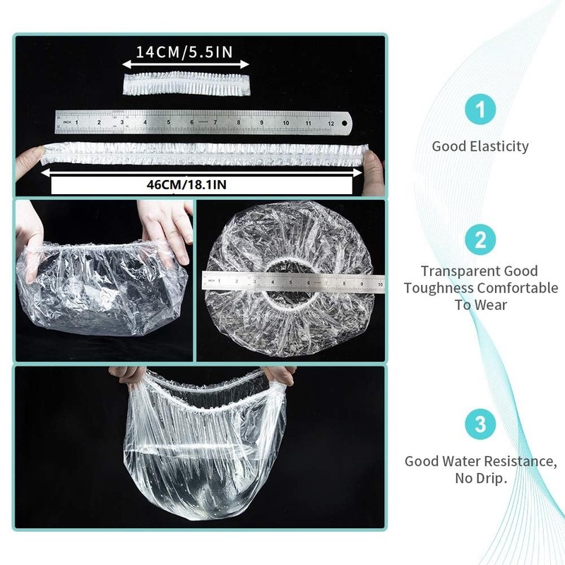 30pcs Disposable Shower Caps-Multi-Purpose Thickening Elastic Bath Cap Plastic Waterproof