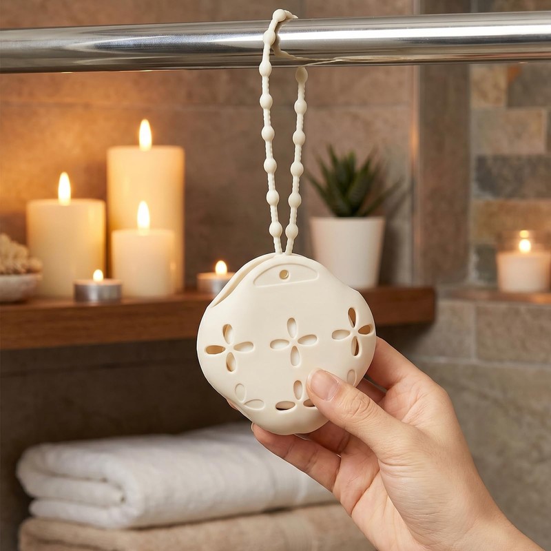 Silicone Shower Steamer Holder with Suction Cup & Hanging Loop,Draining