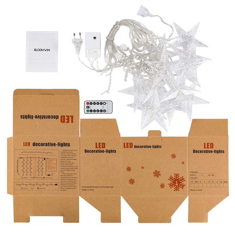 BLOOMWIN Light curtain star light chain curtain, USB 8 modes,