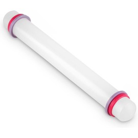 Hominas 9 in Non-Stick Sugarcraft Fondant Rolling Pin with Guide Rings, Plastic Clay Rolling Pin Dough Roller Kitchen Decorating Tools for Sugar Paste Dough Pie Crust