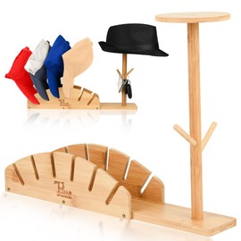 NPTOPHOME Multi Hat Organizer Display Baseball Cap Stand Rack Shelf,Jewelry Hanging Stand Display, Bamboo Keys, Wig,Cowboy Hat Holder Storage Display for Bedroom, Closet, Dresser, Office