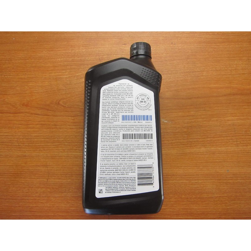 Mopar Six Quarts of Full Synthetic MaxPro Saw OW-20 Motor