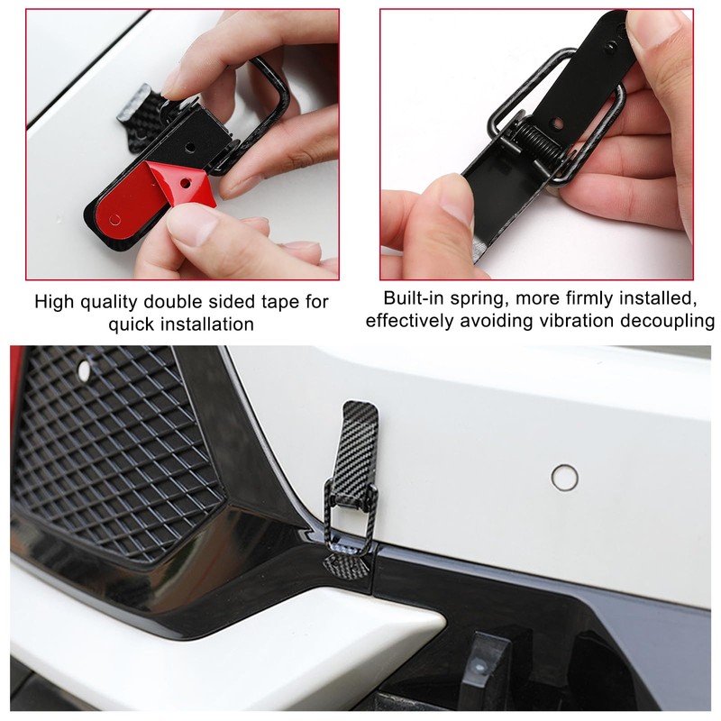 Ohleats 4 PCS Car Bumper Clip Hasp, Carbon Fiber Auto