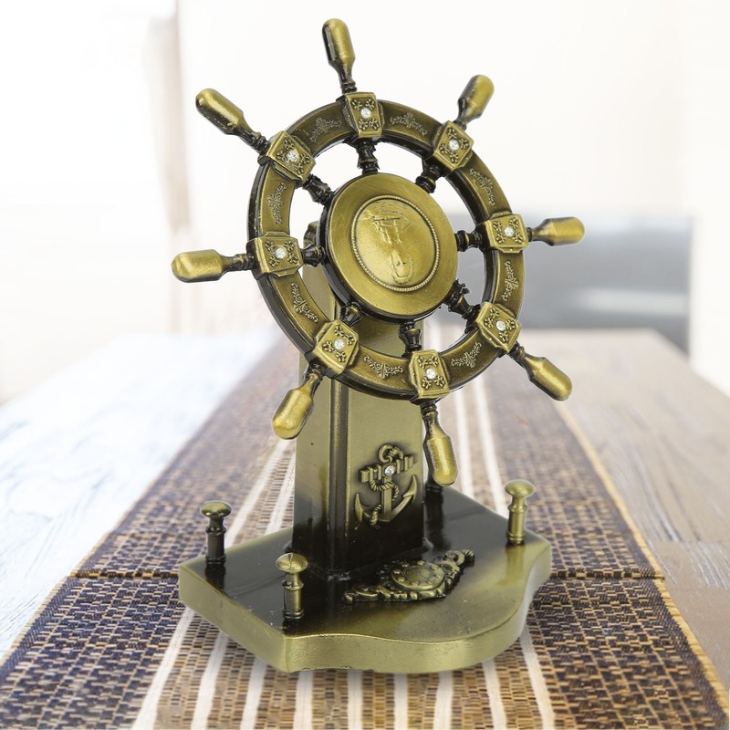 Pirate Decor Alloy Retro Style Glossy Durable Nautical Rudder Ornaments