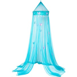 Butterfly Bed Canopy Mosquito NET Crib Twin Full Queen King (Teal Blue)