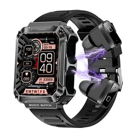 Hipipooo Smartwatch mit Bluetooth-Kopfhörer, 1,96-Zoll-HD-Touchscreen-Aktivitäts-Fitness-Tracker-Uhr, wasserdichte Sport-Smartwatch mit Blutsauerstoff-Blutdruck-Übungsmonitor (Schwarz)