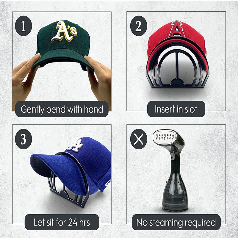 Brim Bender (4-Pack) - Perfect Hat Curving Band, Steaming Optional