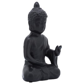 10" Ceramic Buddha Sculpture - Contemporary Black Seated Buddha Statue - Decorative Table Accent For Home, Office, Yoga Studio. Gift Idea