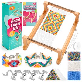 PP OPOUNT Adjustable Bead Loom Kit, Wood Loom Beading Supplies with Detailed Instructions, Practical Jewelry Making Accessories, Beading Loom Kits for Adults Jewelry Making Bracelets Belts