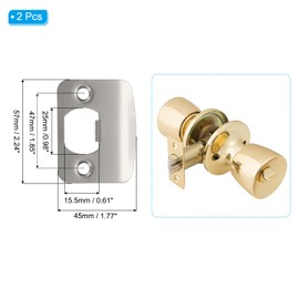 sourcing map Door Deadbolt Strike Plates Stainless Steel D Round Cam Block Door Locks Latch Strike Plate for Exterior Door Reinforce Security Silver Pack of 2