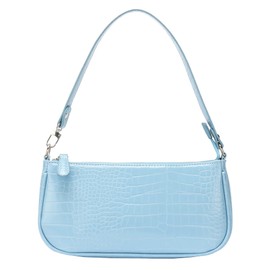 IBIZA VIBE - Bolso de mano con efecto de cocodrilo retro de piel sintética clásica para mujer, Azul, Mini