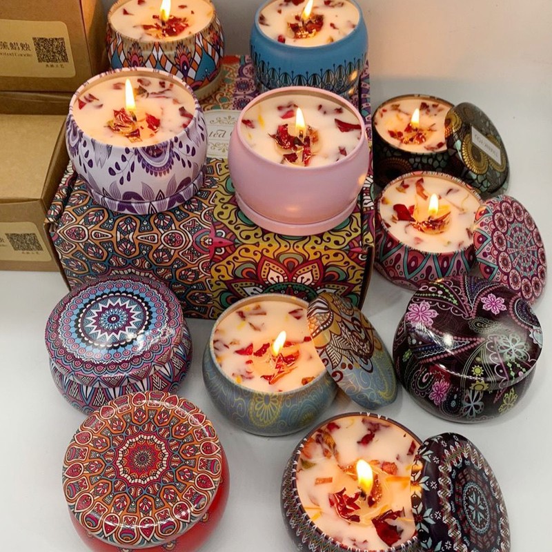 Scented Candles Set with Rose Lavender Lemon Cocoa Scents Portable