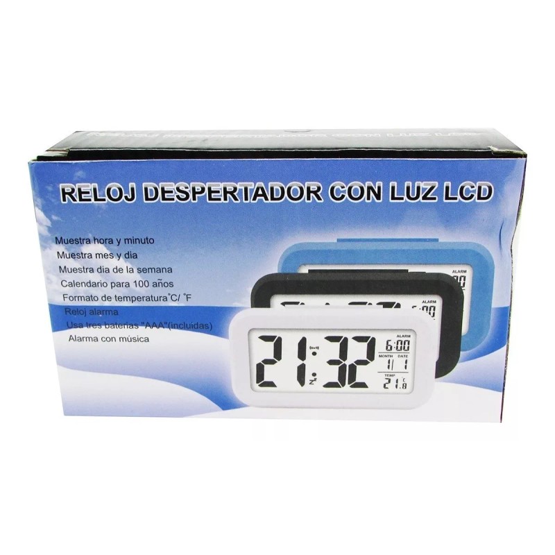 Gadiz Reloj Digital Alarma Numeros Grandes Fechador Luz Led Blanco