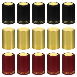 PATIKIL PVC Heat Shrink Cap with Tear Tab for Wine Bottles, 120 Pcs 33x50mm Wine Shrink Wrap Seals Sleeves Caps Shrink Top Cover for Wine Cellars Home Kitchen Use, Red/Black/Gold Tone