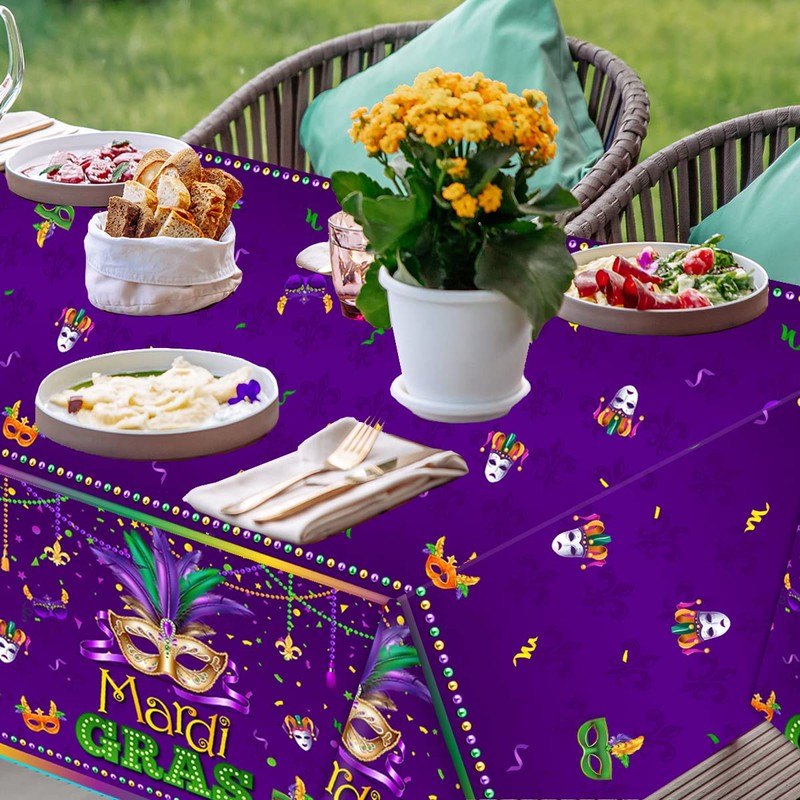 CMUSKO 3Pcs Mardi Gras tablecloths-Masquerade Mask Party Supplies Mardi Gras