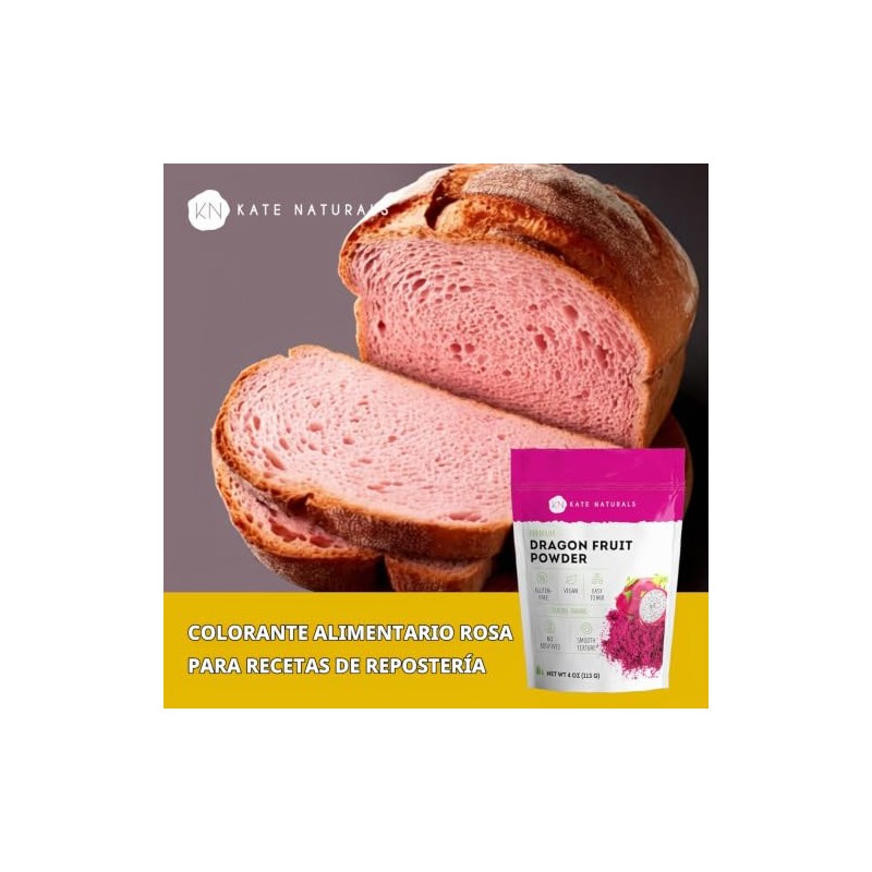 Polvo Fruta Dragón Hornear Beber Onzas Kate Naturals Vegano Gluten