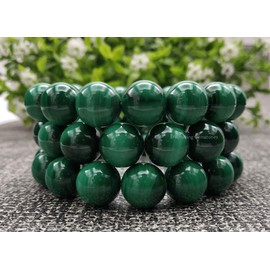 Natural Gemstone Crystal Bracelet for Men Women Stretchy Stress Relief Bracelet (8mm Healing Stone Beads) (Malachite 12mm)