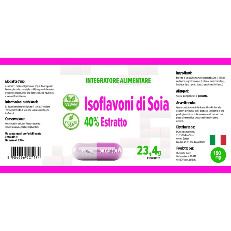 SOYA Isoflavones 40% 90 Vegan Capsules, 3rd Party Lab Tested,