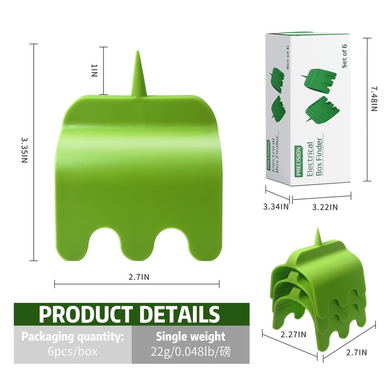 6-Pack Drywall Outlet Markers - with Hard Tip ABS Plastic