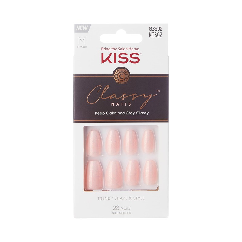 KISS Classy French Nail Manicure Kit with Gel Finish, Medium,