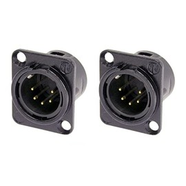 2 New Neutrik NC5MD-L-B-1 XLR 5 Pin Male DMX Lighting Panel Jack Black/Gold