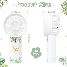 Electric Wedding Fans Bulk Portable Mini Handheld Fans 30 Pcs Small Pocket Fans Lightweight Personal Cooling Battery Operated Fan Hand Fans for Outdoor Wedding Party Favors, No Battery Included