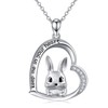 LONAGO Bunny Rabbit Necklace Silver Rabbit Heart Pendant Necklace Bunny Heart Necklace Gift for Women
