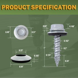 LIONMAX 300-PCS Metal Roofing Screws #10 × 1 Inch, Rustproof Coating Hex Head Sheet Metal to Wood Siding Screw with Rubber Washer, Sharp Point, Hex Socket Included