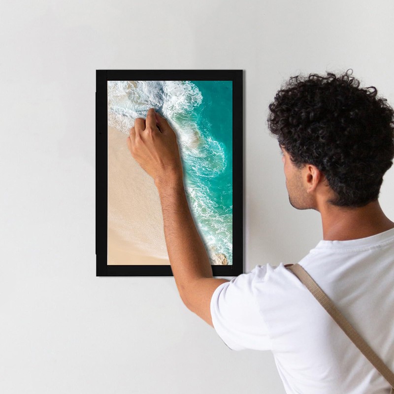 YCCYYCCY Black Frame Enclosed Whiteboard with Wooden Frame, Approx.16x11in Poster