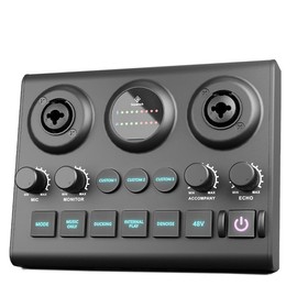 Squarock Podcast Equipment Bundle for 2, Voice Changer with LAB1 Dynamic Podcast Microphone Audio Interface Studio Podcast Perfect for Recording Singing Streaming Gaming - Color: SR-F10