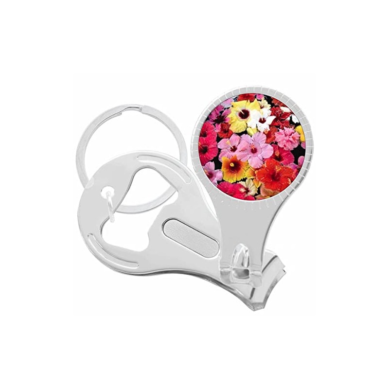 Hibiscuses Flower Nail Clippers Plus Bottle Opener Keychain