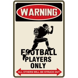 KADEZIA Vintage Football Players Only Metal Sign - 8x12 Inch Aluminum Sports Room Decor for Boys, Man Cave Wall Art, Durable Outdoor/Indoor Gifts for Kids 8-12 (073)