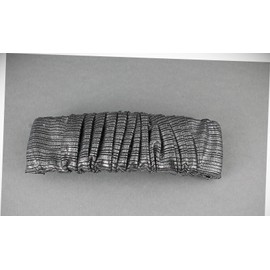 Perfect Hairstyle with Our Hair Accessories - Grey Barrette Scrunched Metallic Shiny Fabric Rectangle Hair Clip 3.75" Long Fashionable Hair Accessory Hair Jewelry Accessories for Lady Women