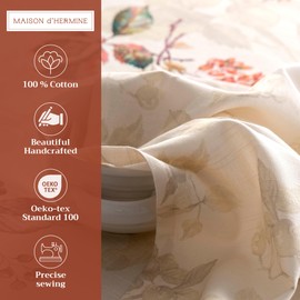 Maison d' Hermine Cloth Napkins Set of 4 100% Cotton for Thanksgiving Christmas Decorations Everyday Reusable Square Fall Napkins Cloth Washable Dinner Party (Equinoxe - Beige, 20"x20")