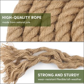 Manila Rope 1.5in x 50ft,Natural Thick Rope,Large Decorative Hemp Ropes Great for Gardening,Railings,Hammock Nautical