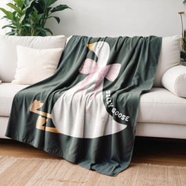VRW Silly Goose Decor Blanket, Big Pink Bow Blanket, Cute Goose Theme Blanket Throws for Girls Kids Bedroom Couch, Coquette Goose Gifts for Trendy Girls Women,Goose Gifts for Goose Lovers 50x60 Inches