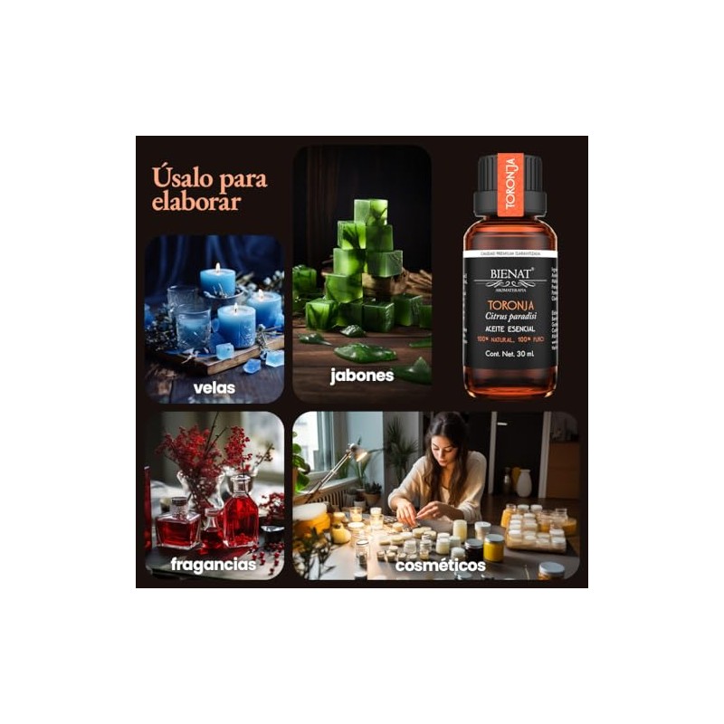 Bienat | Aceite Esencial de Toronja 30mL Natural | Difusor