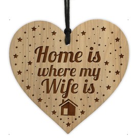 Red Ocean Engraved Gifts For Wife From Husband Birthday Anniversary Valentines Gifts For Wife Hanging Wooden Heart