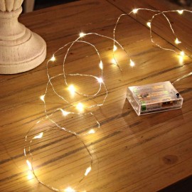 Ariceleo 1 Pack Mini Battery Powered Copper Wire Starry Fairy Lights (5m/16ft Warm White)