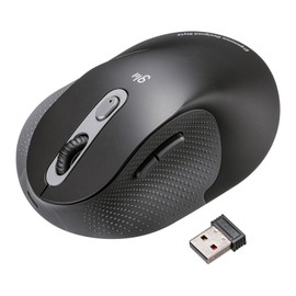 Sanwa Supply MA-EWBS528LBK Quiet Wireless Ergonomic Mouse (2.4 GHz Wireless, Height 2.3 inches (58 mm)