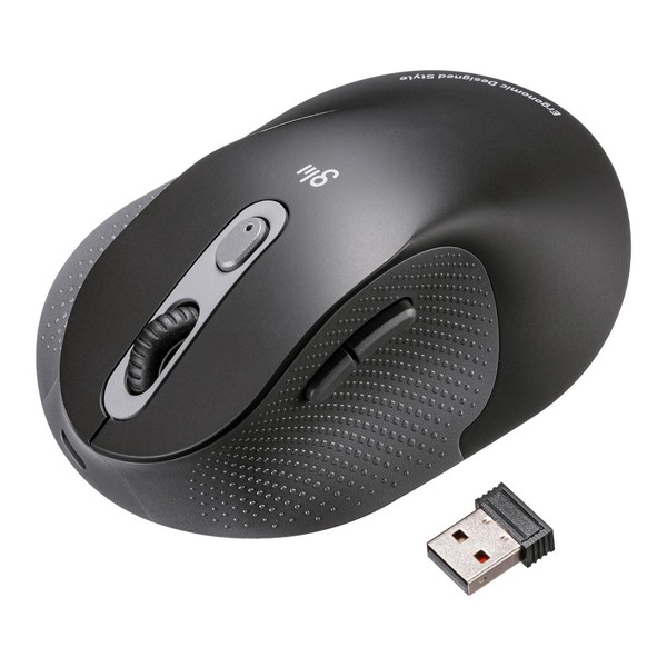 Sanwa Supply MA-EWBS528LBK Quiet Wireless Ergonomic Mouse (2.4 GHz Wireless,