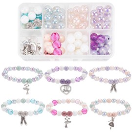 SUNNYCLUE 6 Pcs in 1 Box Alloy Charm Bracelet Ballet Bracelet Dream Beads Bangles Ballet Dancer Silver Beaded Bracelet Heart Bracelet Bangle Rhinestone Power Stone Bangles Dream Dance Dance Parts
