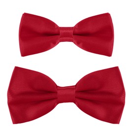 DonDon Father & Son matching set of bowties, pre-tied and smoothly adjustable - Dark Red