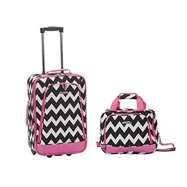 Rockland 2 PC LUGGAGE SET, Medium, Small, Polycarbonate (PC), 4 Wheels, In-Line Skate, Water Resistant, Solid, 8 pounds