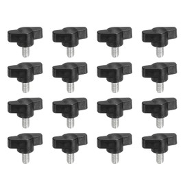 YELARXI Z- Shaped Thumb Screws 304 Stainless Steel Tee Wing Knobs Screws Clamping t Head, M6 x 10mm Thread Fit for Replace Hand Tightening Knob Supply - Z Type (16 Pack, Black)