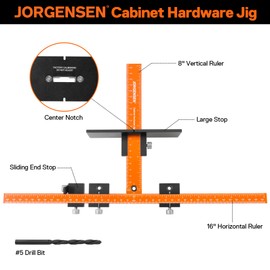 JORGENSEN Cabinet Hardware Jig Tool - Aluminum Alloy & Double Scale Cabinet Handle Jig Template, Professional for Installing Door Drawer Front Knobs Handles & Pulls with 5mm Alignment Drilled Hole