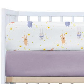 lumono Crib Sheets 2 Pack, Baby Crib Sheet for Standard Crib & Toddler Mattress, Super Soft Breathable Crib Sheets Fitted Neutral for Baby Girls and Boys, Rabbit/Purple