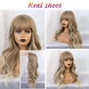 24"Women Synthetic Wigs Long Wavy Blond with Fluffy Air Bangs
