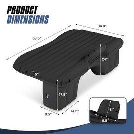 MADOG Inflatable Car Bed, Portable Foldable SUV Air Mattress for Home Car Travel Camping, Car Bed Backseat Load Up to 440 lbs, Black