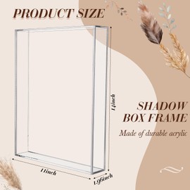 Barydat 2 Pcs Acrylic Shadow Boxes Display Cases, Shadow Box DIY Frame Clear Acrylic Display Box Wedding Memory Box Dried Flower Shadow Box Picture Photo Frame for Valentine's Day Wedding(11 x 14'')